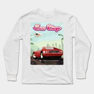 San Diego 80s Travel poster Long Sleeve T-Shirt